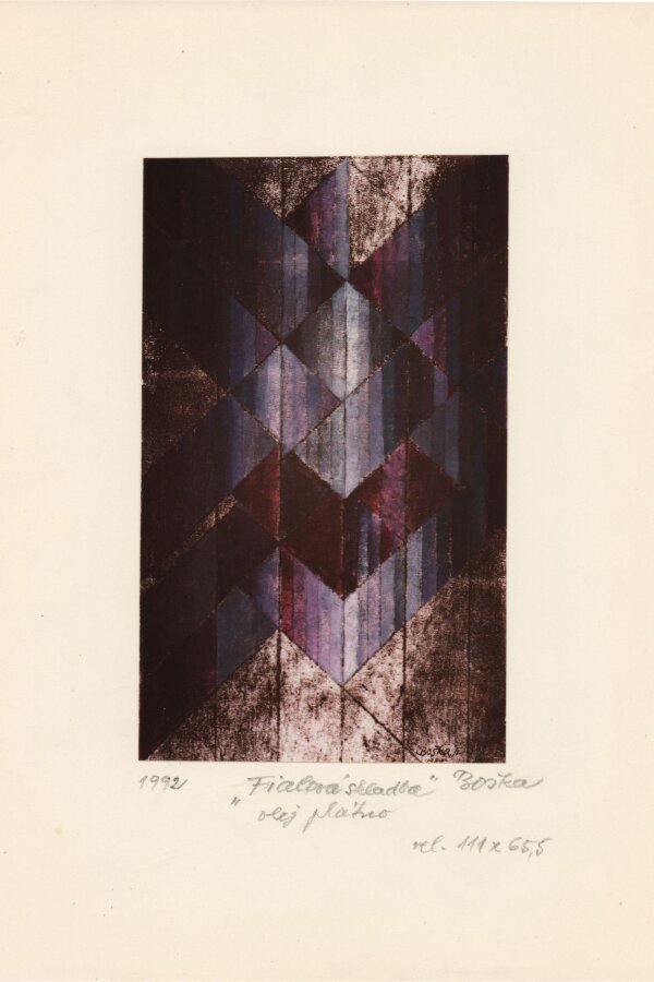 Jindřich Boška, Fialová skladba, 1992, olej na plátně, 111 x 65,5